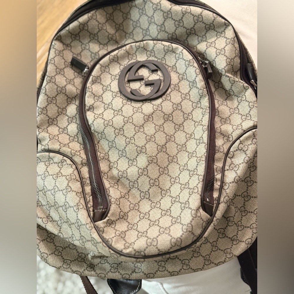 Gucci Interlocking G Backpack Gg Coated Canvas Me… - image 2
